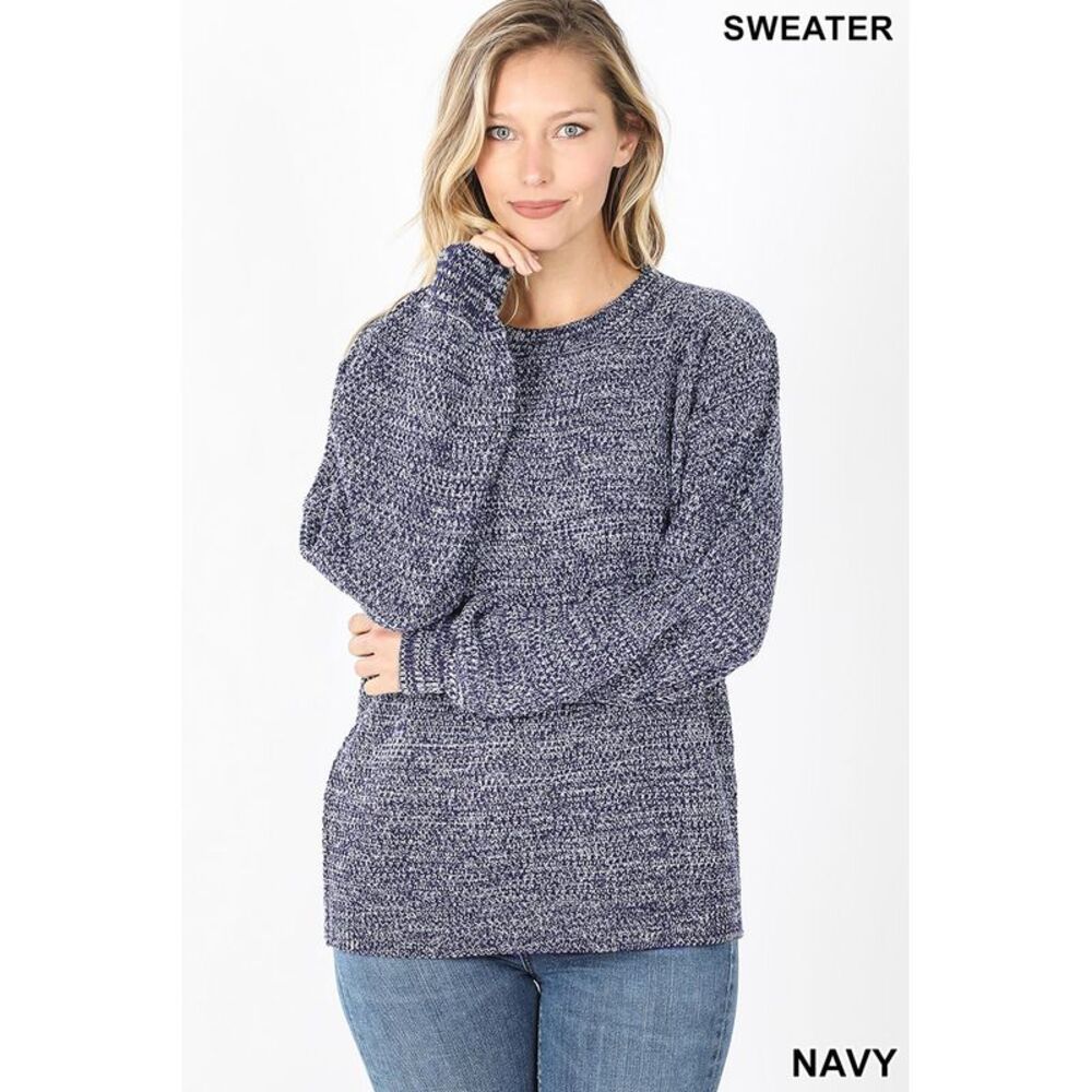 World of Leggings Balloon Sleeve Melange Sweater